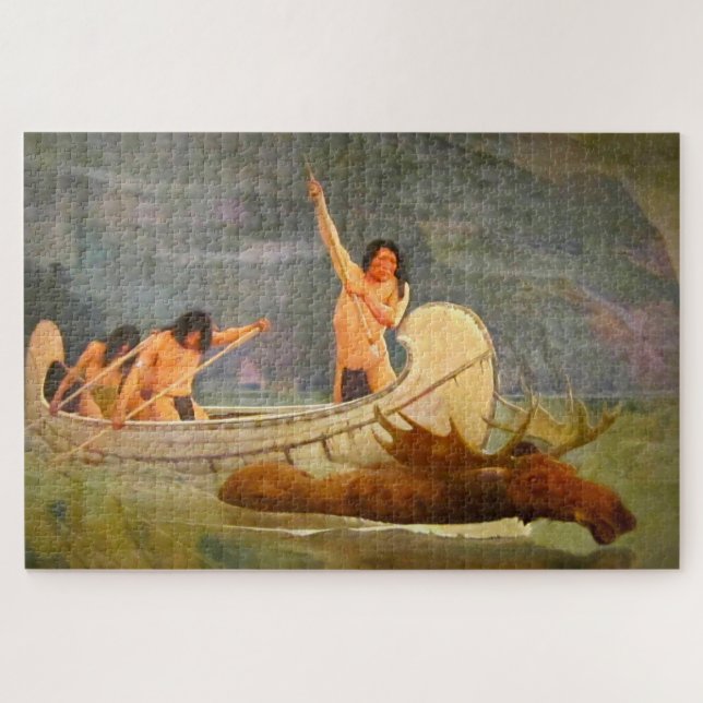 Quebra-cabeça A Chase Moose George de Forest Brush 1888 (Horizontal)