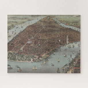 Quebra-cabeça A cidade de New York 1883 (litografia de cor)