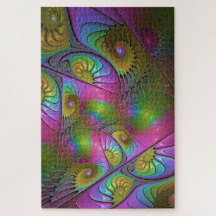 Quebra-cabeça A Colorida Arte Abstrata Fractal Trippy Luminosa