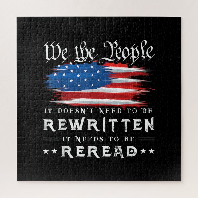 Quebra-cabeça A Constituição dos EUA sobre a bandeira dos EUA pr (Vertical)