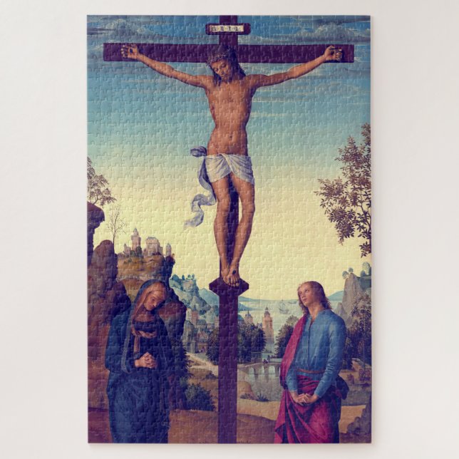 Quebra-cabeça A Crucificação com a Virgem por Pietro Perugino (Vertical)
