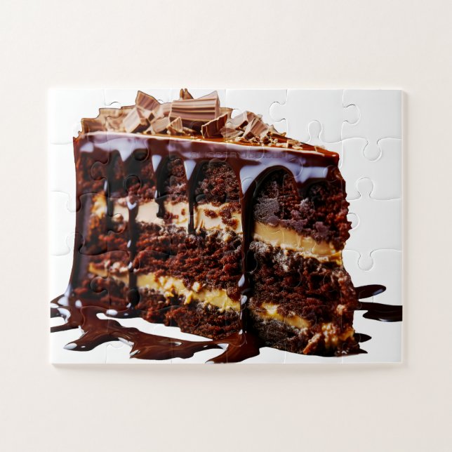 Quebra-cabeça A decadência do bolo de chocolate puro do Slippery (Horizontal)