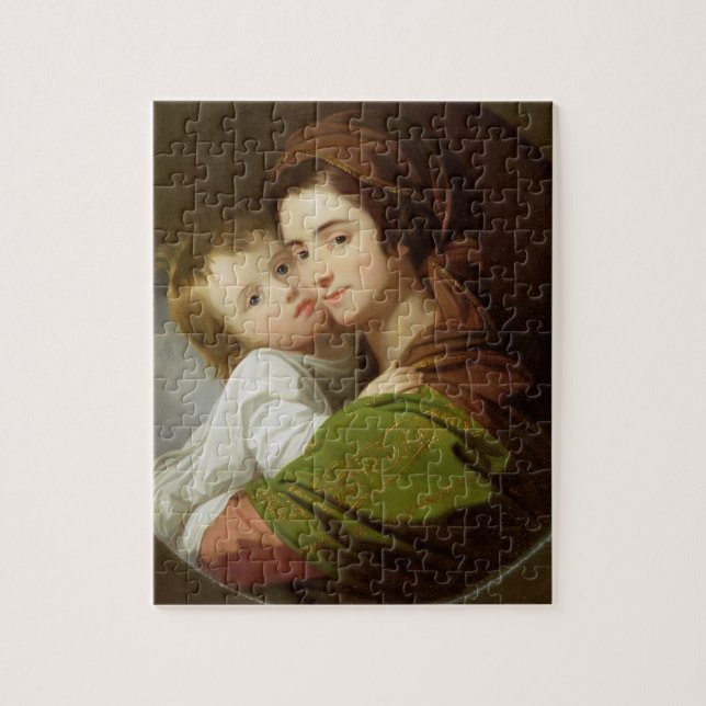 Quebra-cabeça A esposa do artista, Elizabeth, e seu filho Raphae (Vertical)