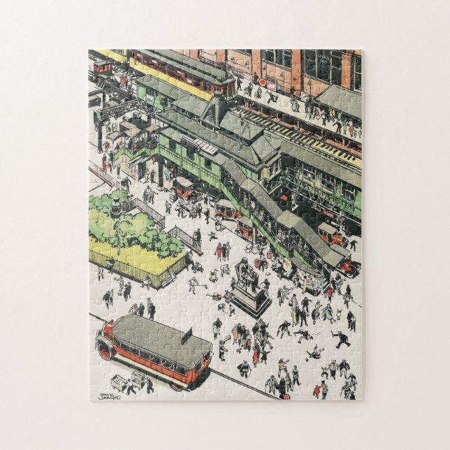 Quebra-cabeça A estação de trem El na Greeley Square, 1920 (Vertical)