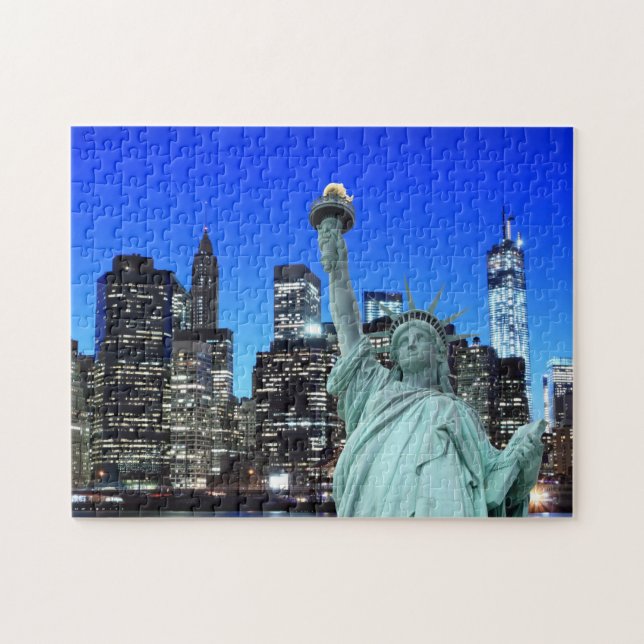 Quebra-cabeça A estátua da liberdade e skyline de NYC (Horizontal)