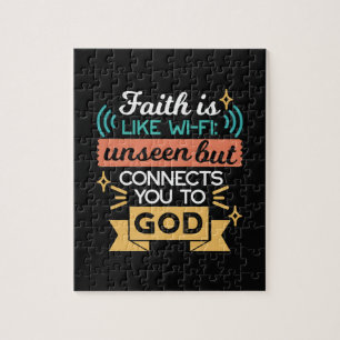 Quebra-cabeça A Fé é Como WiFi Citação Divertida Arte Cristã