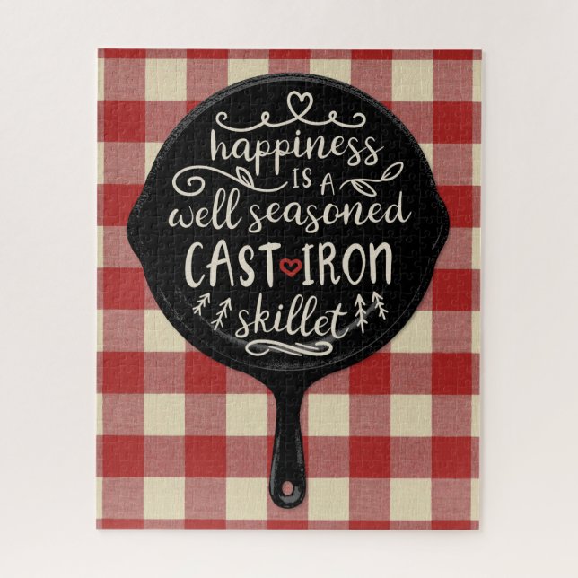 Quebra-cabeça A felicidade é um frigideira temperado bom do (Vertical)