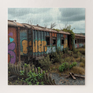 Quebra-cabeça A Ferrovia Esquecida – Trem Abandonado com Grafite