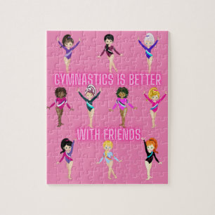 Quebra-cabeça A ginástica é melhor com amigos Bonito a rosa