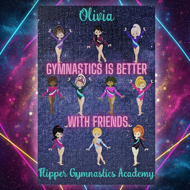 Quebra-cabeça A ginástica É Melhor Com Amigos Personalizados (Personalized 'Gymnastics Is Better With Friends' Puzzle - Custom Name of Gymnast & Academy Gift)