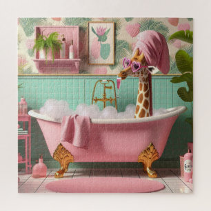 Quebra-cabeça A girafa senhorita está tomando um banho de espuma