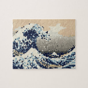 Quebra-cabeça A grande onda fora da arte do pixel do bocado de