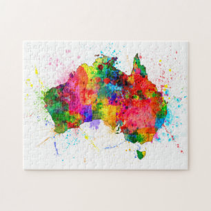 Quebra-cabeça A pintura de Austrália espirra o mapa