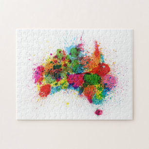 Quebra-cabeça A pintura de Austrália espirra o mapa