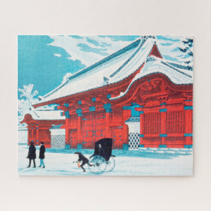 Quebra-cabeça A Porta Vermelha de Hongo em Neve por Hiroaki Taka
