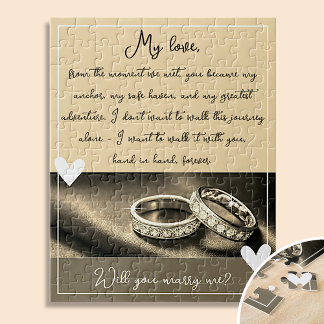 Quebra-cabeça A Proposta Do Casamento ouro Rings Você Me Casado
