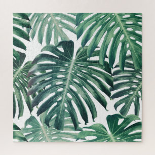 Quebra-cabeça A selva tropical deixa um fundo floral