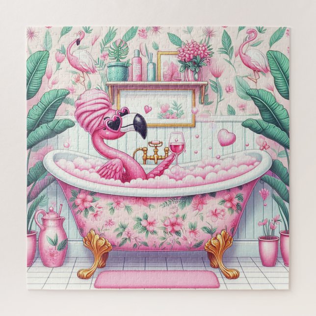 Quebra-cabeça A Senhora Flamingo tem um Banho de Espuma (Vertical)