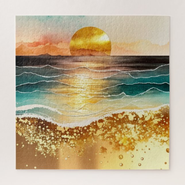 Quebra-cabeça A Série Praia Aquarela Design 3 (Vertical)