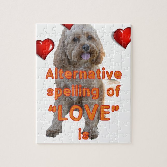 Quebra-cabeça a soletração alternativa do AMOR é CAVOODLE (Vertical)