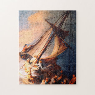 Quebra-cabeça A Tempestade No Mar Da Galileia Pintando Rembrandt