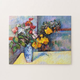 Quebra-cabeça A vida com flores em um vaso, Paul Cezanne