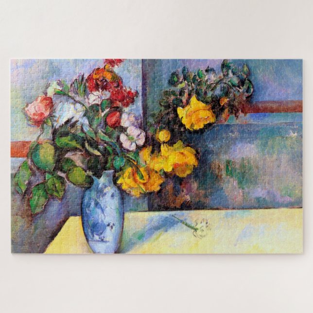 Quebra-cabeça A vida com flores em um vaso, Paul Cezanne (Horizontal)