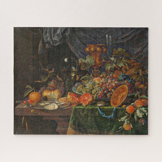 Quebra-cabeça A vida com Fruta e ostras Abraham Mignon (Horizontal)
