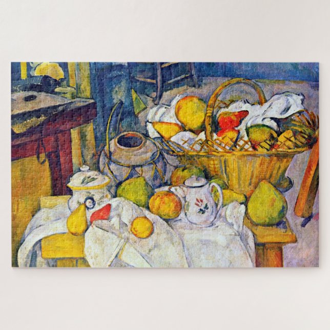 Quebra-cabeça A vida com Fruta, Paul Cezanne (Horizontal)