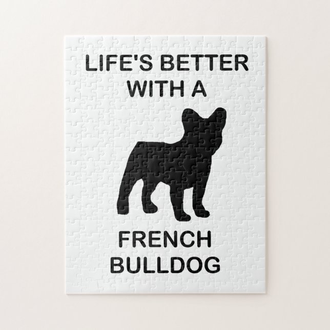 Quebra-cabeça a vida é melhor com um bulldog francês (Vertical)