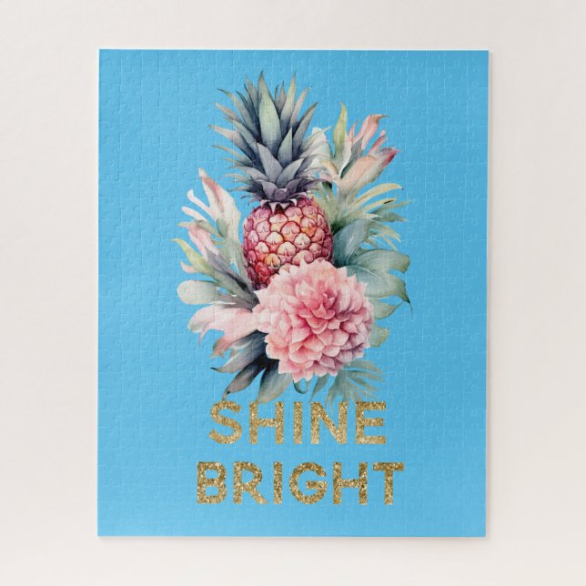 Quebra-cabeça Abacaxi Dourado tropical com brilho (Vertical)