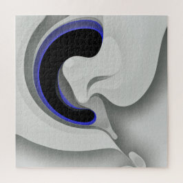 Quebra-cabeça Abaixo do Azul: Cinza Abstrato, Preto e Azul