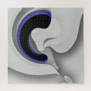 Quebra-cabeça Abaixo do Azul: Cinza Abstrato, Preto e Azul