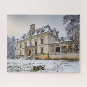 Quebra-cabeça Abandonando Fantasia Chateau Francês com Neve de i