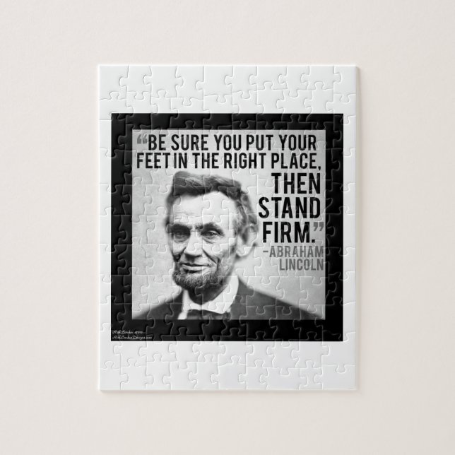 Quebra-cabeça Abe Lincoln & Citação "Mantenha-se Firme" (Vertical)