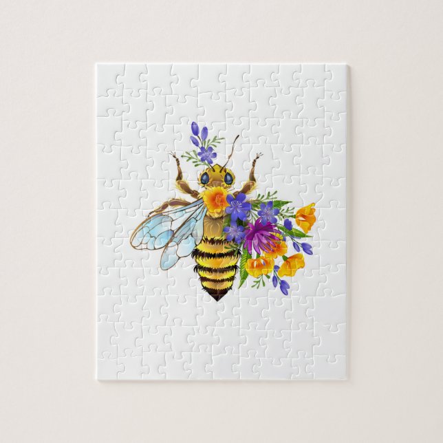Quebra-cabeça Abeja flor com plantas silvestres (Vertical)