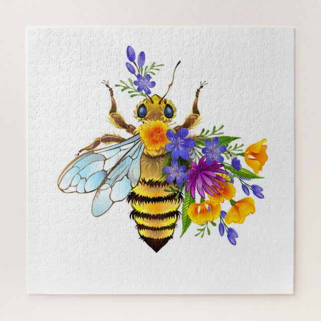 Quebra-cabeça Abeja flor com plantas silvestres (Vertical)