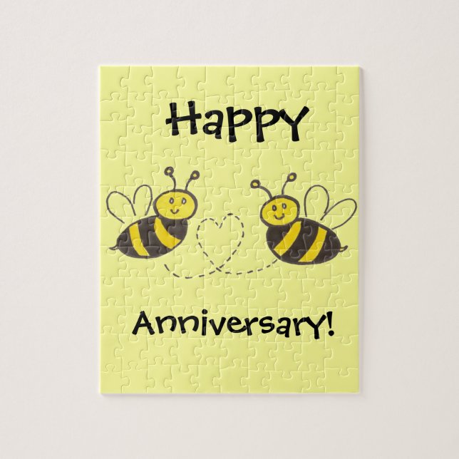 Quebra-cabeça Abelhas de mel com coração (Vertical)