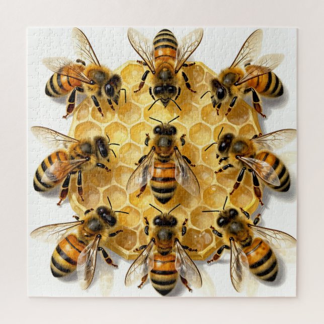 Quebra-cabeça Abelhas em Círculo de Mel Hexagonal (Vertical)