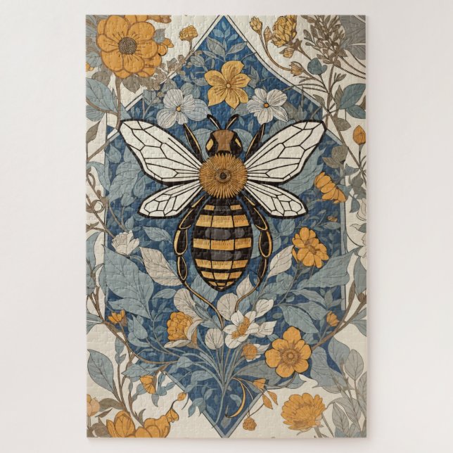 Quebra-cabeça Abelhas Vintage e Flores Selvagens (Vertical)