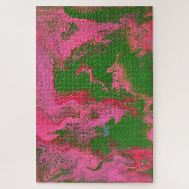 Quebra-cabeça Abigail 2 Louco Rosa Verde Puzzle Abstrato (Vertical)