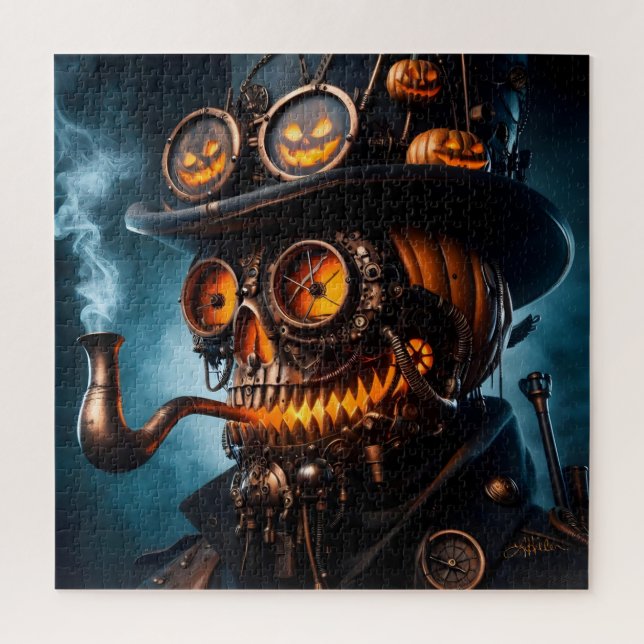 Quebra-cabeça Abóbora de Halloween Steampunk Gótico (Vertical)