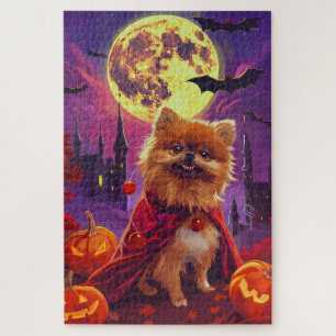Quebra-cabeça Abóbora de Vampiro Pomerânia no Halloween Assustad