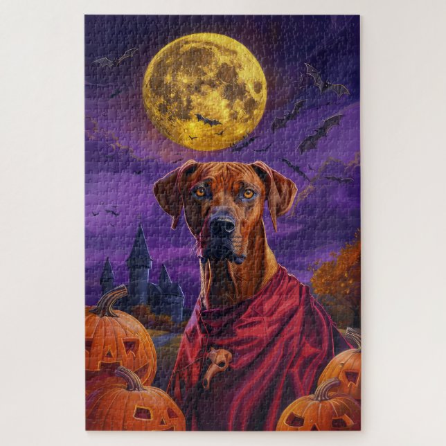 Quebra-cabeça Abóbora de vampiro Rhodesian Ridgeback de Hallowee (Vertical)