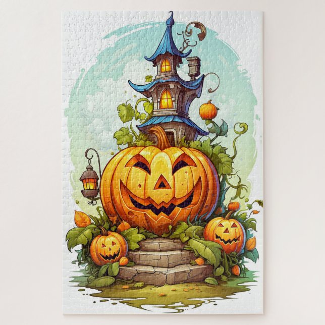Quebra-cabeça Abóbora Fofo de Halloween Feliz (Vertical)