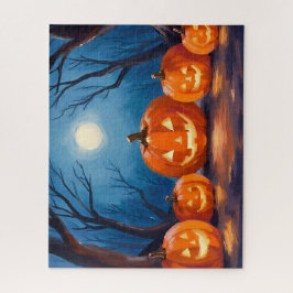 Quebra-cabeça Abóboras de Jack-O-Lanterns de Halloween Aquarela