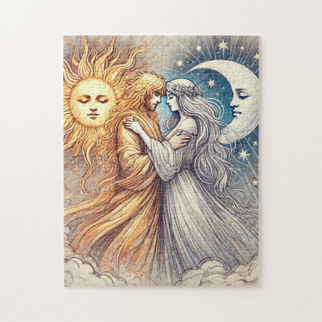 Quebra-cabeça Abraço Eterno – Amor de Sol e Lua (Vertical)