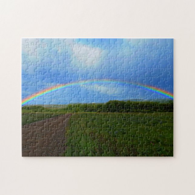 Quebra-cabeça Abrir Estrada Através Do Campo Verde Alberta Rainb (Horizontal)