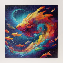 Quebra-cabeça Abstract art with fish in space