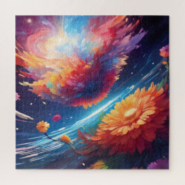 Quebra-cabeça Abstract art with flowers in space